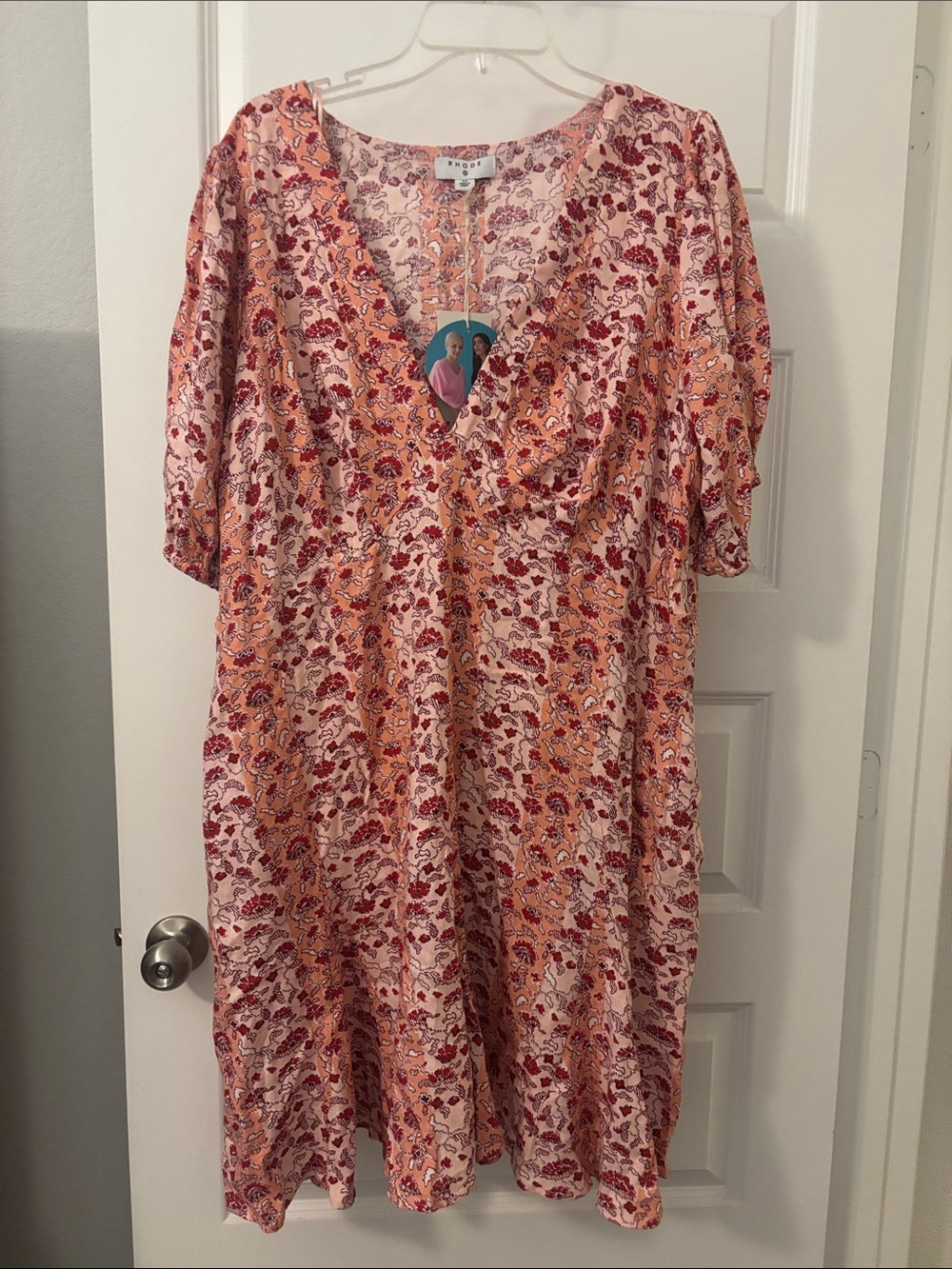 Rhodes Target X Pink Floral Print Linen Blend Short Sleeve Mini Dress SZ 22 NWT